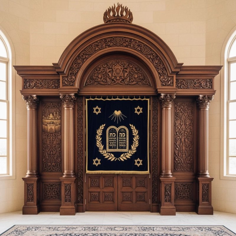 Majestic Handcrafted Mahogany Aron Kodesh Torah Ark by Mulyoharjo Furniture