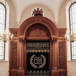Majestic Hand-Carved Mahogany Wood Aron Kodesh Torah Ark by Mulyoharjo Furniture Indonesia