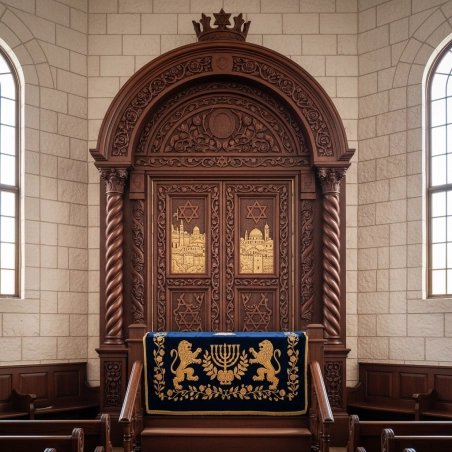 Elegant Handcrafted Mulyoharjo Mahogany Wood Aron Kodesh Torah Ark