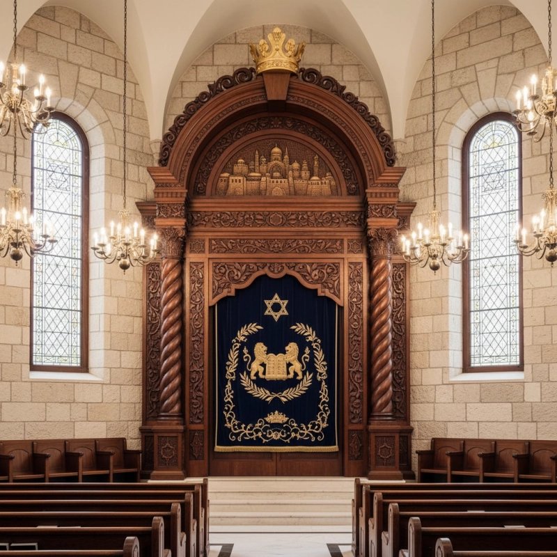 Majestic Handcrafted Mahogany Wood Aron Kodesh Torah Ark from Mulyoharjo