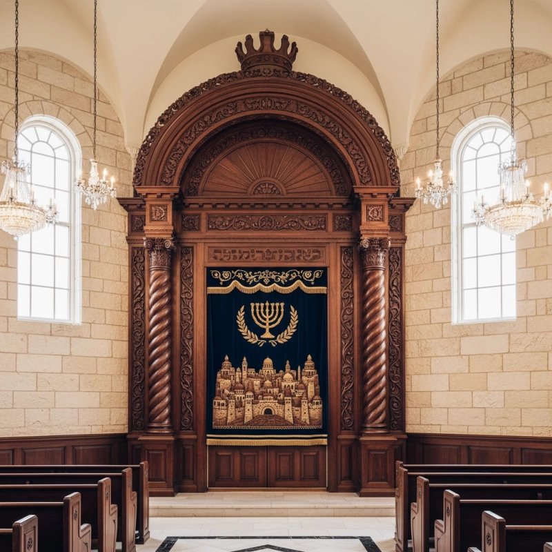 Elegant Handcrafted Mahogany Aron Kodesh from Mulyoharjo Furniture Indonesia