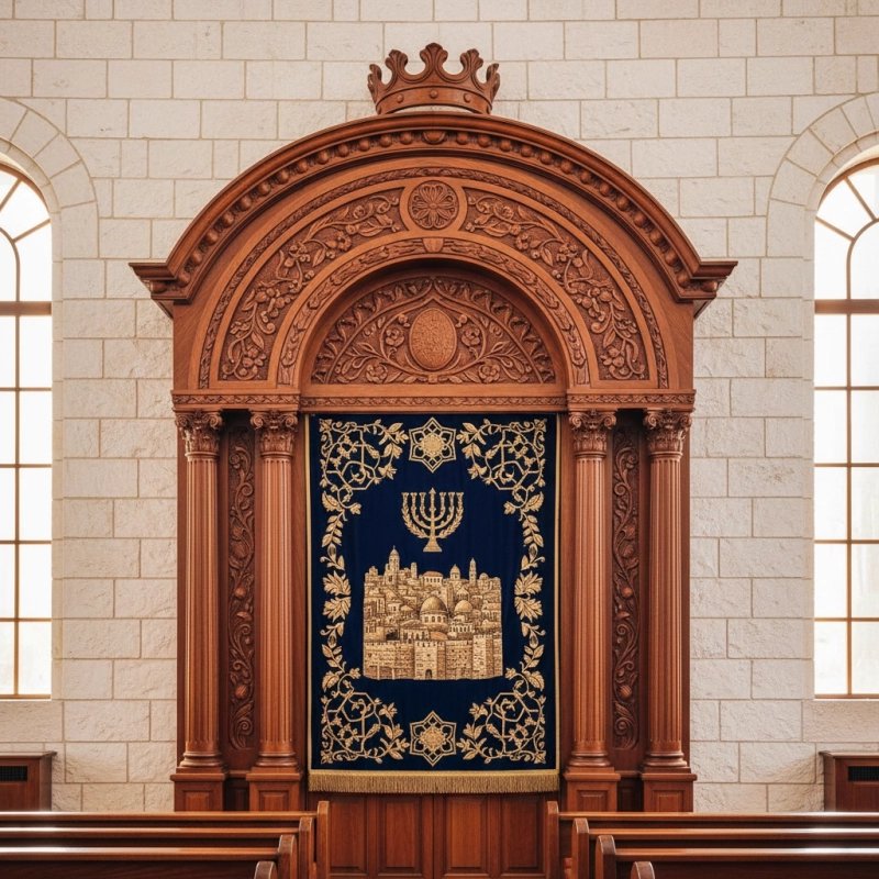 Exquisite Handcrafted Mahogany Wood Aron Kodesh a Sacred Torah Ark by Mulyoharjo Furniture