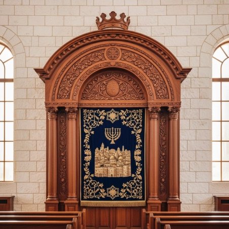 Exquisite Handcrafted Mahogany Wood Aron Kodesh a Sacred Torah Ark by Mulyoharjo Furniture