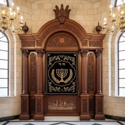 Exquisite Hand-Carved Mahogany Wood Aron Kodesh by Mulyoharjo Furniture Indonesia