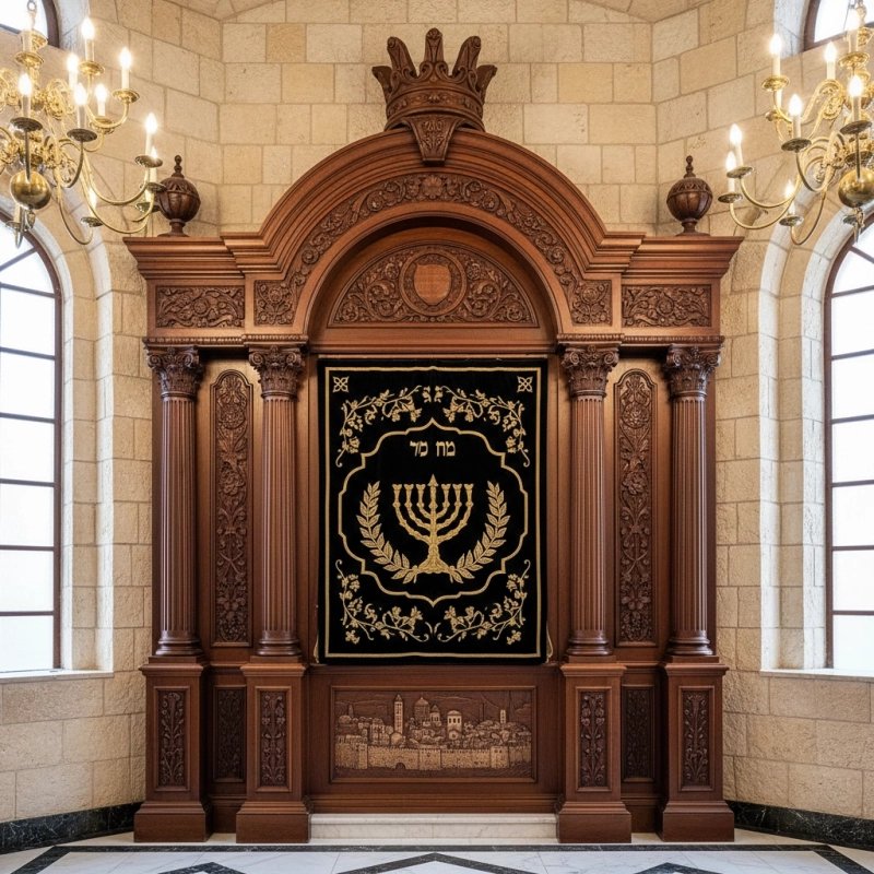 Exquisite Hand-Carved Mahogany Wood Aron Kodesh by Mulyoharjo Furniture Indonesia