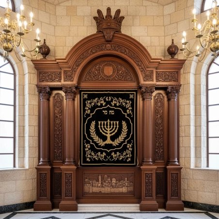 Exquisite Hand-Carved Mahogany Wood Aron Kodesh by Mulyoharjo Furniture Indonesia