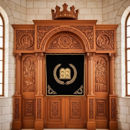 Majestic Hand-Carved Mahogany Wood Aron Kodesh by Mulyoharjo Furniture Indonesia