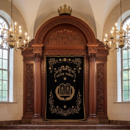 Majestic Hand-Carved Mahogany Aron Kodesh Torah Ark by Mulyoharjo Furniture