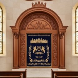 Exquisite Hand-Carved Mahogany Wood Aron Kodesh Torah Ark by Mulyoharjo Furniture