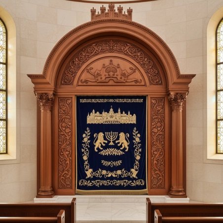 Exquisite Hand-Carved Mahogany Wood Aron Kodesh Torah Ark by Mulyoharjo Furniture