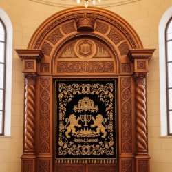 Exquisite Hand-Carved Mahogany Aron Kodesh Torah Ark by Mulyoharjo Furniture Indonesia