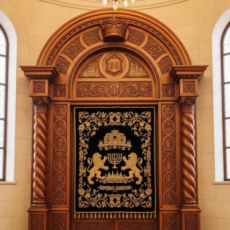 Exquisite Hand-Carved Mahogany Aron Kodesh Torah Ark by Mulyoharjo Furniture Indonesia