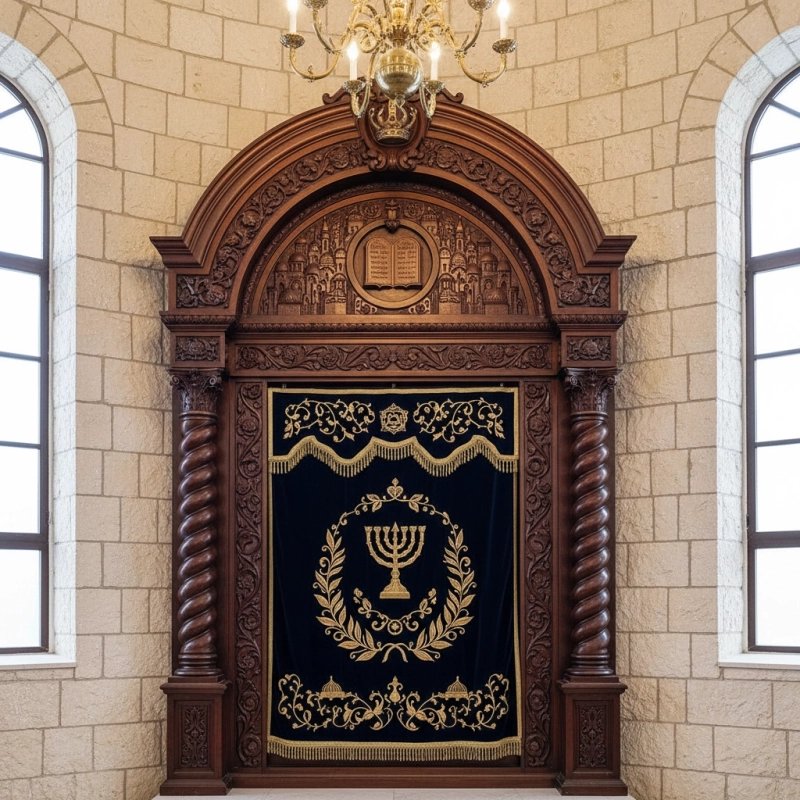 Elegant Handcrafted Mulyoharjo Mahogany Wood Aron Kodesh Torah Ark