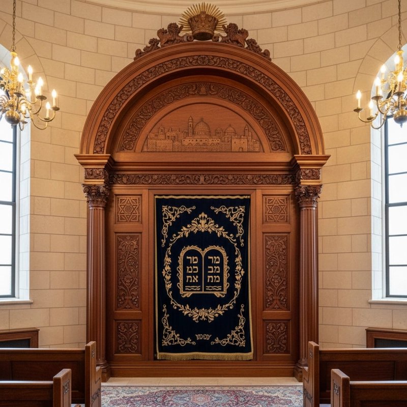 Exquisite Hand Carved Mahogany Aron Kodesh from Mulyoharjo Furniture Indonesia