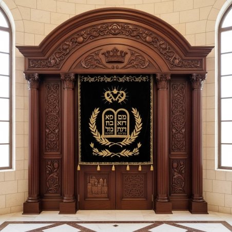 Exquisite Mulyoharjo Mahogany Wood Aron Kodesh a Sacred Torah Ark Masterpiece