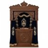 A realistic image of Mahogany Wood Aron Kodesh, Torah Ark hand carvings, image generated by Gemini-2.5-Flash.