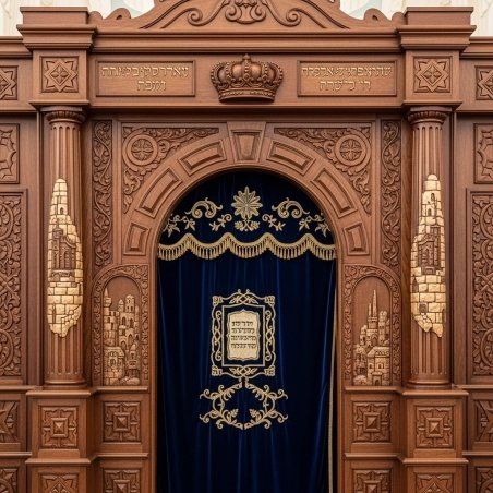 Exquisite Hand-Carved Mahogany Wood Aron Kodesh Torah Ark by Mulyoharjo Furniture