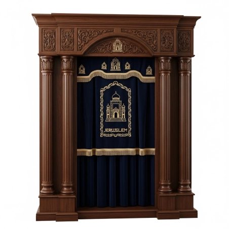 Majestic Hand-Carved Mahogany Aron Kodesh Torah Ark by Mulyoharjo Furniture Indonesia