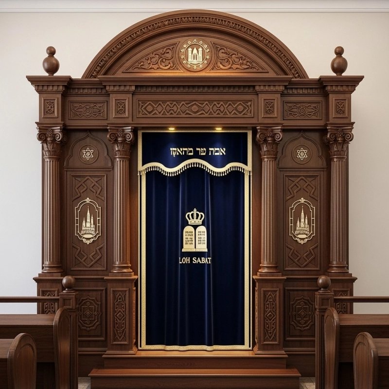 Exquisite Hand-Carved Mahogany Wood Aron Kodesh by Mulyoharjo Furniture Indonesia