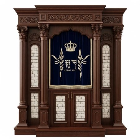 Majestic Mulyoharjo Handcrafted Mahogany Aron Kodesh a Timeless Sacred Artistry Piece