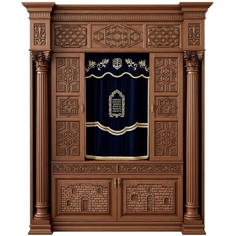 Exquisite Mulyoharjo Mahogany Wood Aron Kodesh Torah Ark Handcrafted for Sacred Spaces