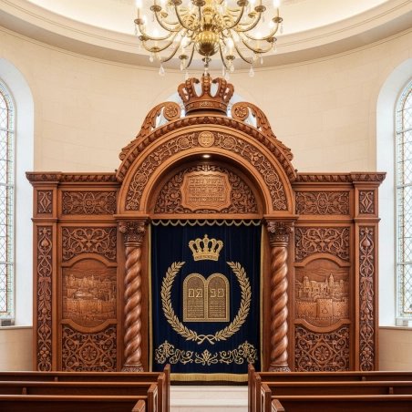 Exquisite Hand-Carved Mahogany Aron Kodesh Torah Ark by Mulyoharjo Furniture Indonesia