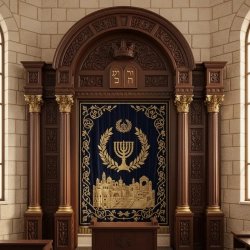 Timeless Mulyoharjo Mahogany Wood Aron Kodesh Handcrafted with Sacred Elegance