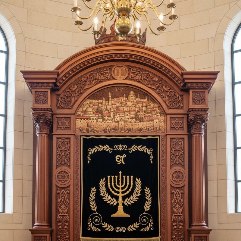 Majestic Handcrafted Mahogany Aron Kodesh from Mulyoharjo Furniture Indonesia