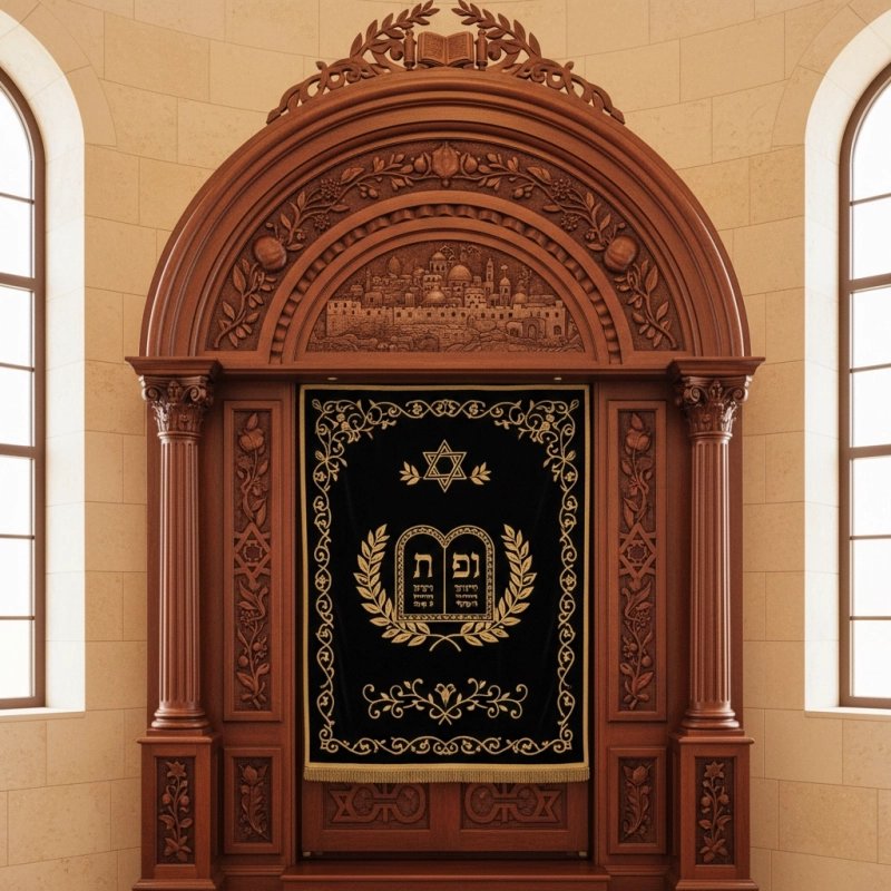 Mulyoharjo Artisan Carved Mahogany Aron Kodesh Torah Ark