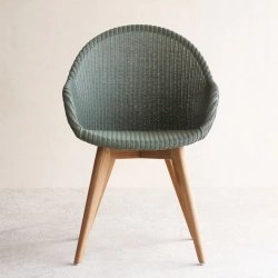 Wooden Teak and Rope Dining Chair Green