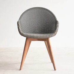 Wooden Teak and Rope Dining Chair Gray