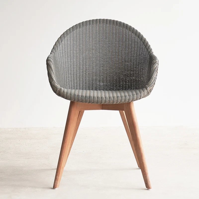 Wooden Teak and Rope Dining Chair Gray Wooden Teak and Rope Dining Chair Gray