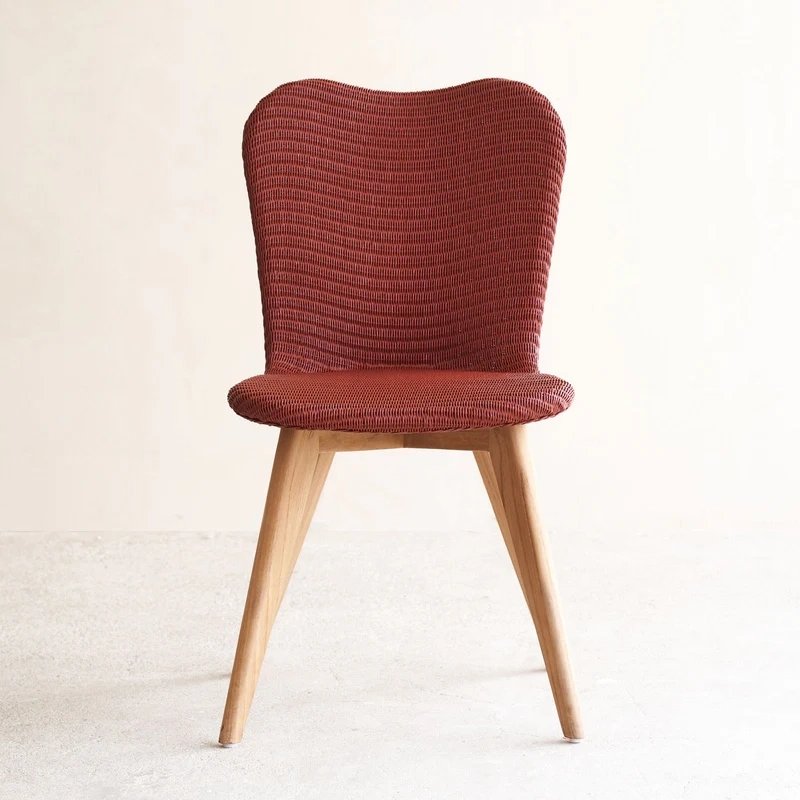 Teak and Rope Dining Chair Red