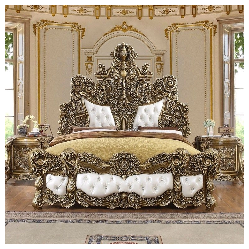 Baroque Carving Painted Bed Furniture Supplier Mulyoharjo