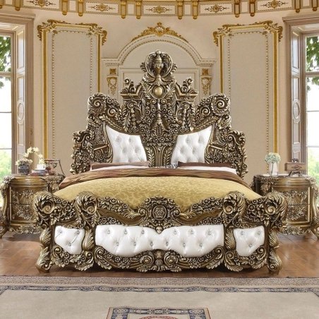 Baroque Carving Painted Bed Furniture Supplier Mulyoharjo