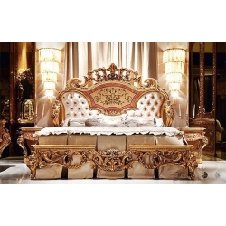 Classic Carved Painted Bed Furniture Supplier Mulyoharjo