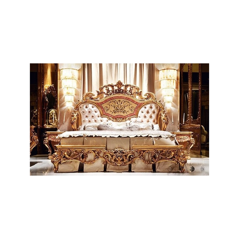 Classic Carved Painted Bed Furniture Supplier Mulyoharjo
