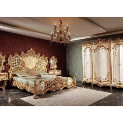 Baroque Painted Bed Furniture Supplier Mulyoharjo