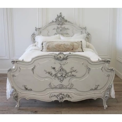 Painted classic carved wooden bed Mulyoharjo Furniture Hotel