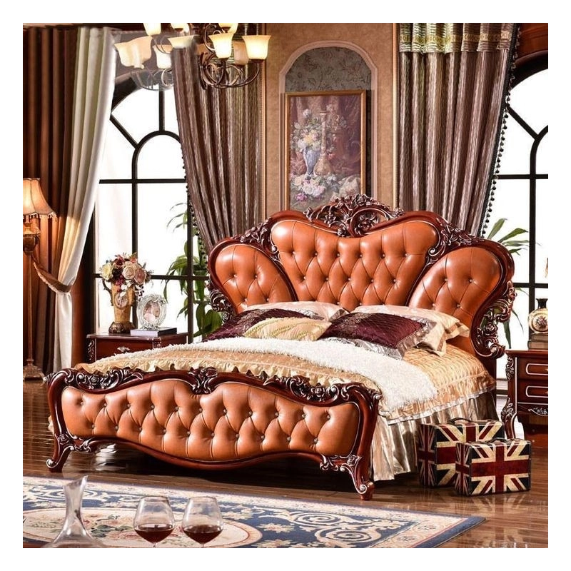 Elegant painted bed in carved furniture style Mulyoharjo Furniture Hotel