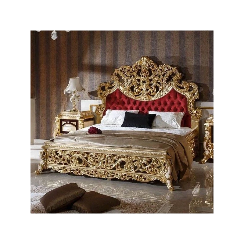 Luxury painted carved bed for classic interiors Mulyoharjo Furniture Supplier