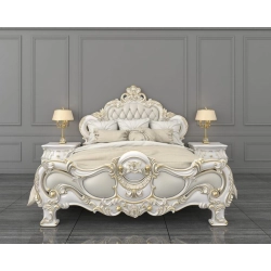 Timeless luxury carved and painted bed designs Mulyoharjo Furniture Exporter