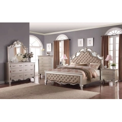 Elegant painted bed with classic carvings Mulyoharjo Furniture White-Labeled