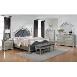 Painted carved bed classic style Mulyoharjo Furniture Wholesaler