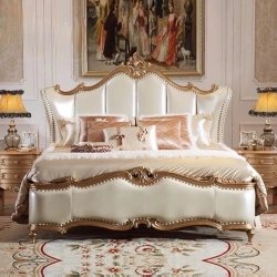 Classic carved furniture painted bed Mulyoharjo Furniture Vila