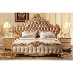 Opulent carved wooden bed with luxury painted finish Mulyoharjo Furniture Wholesale