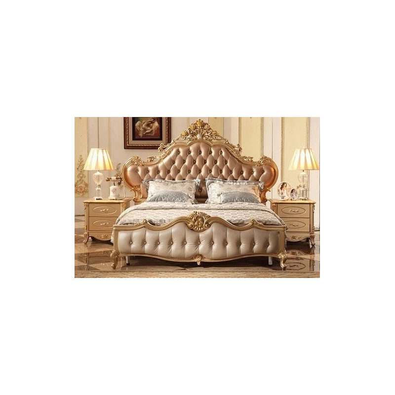 Opulent carved wooden bed with luxury painted finish Mulyoharjo Furniture Wholesale