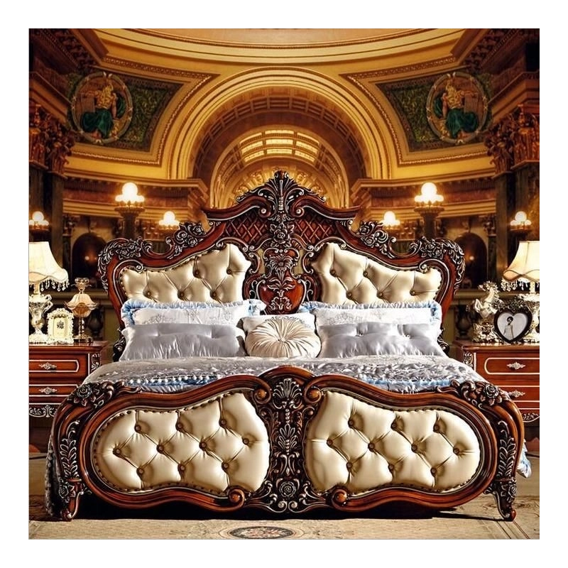 Timeless painted carved bed in classic style Mulyoharjo Furniture Supplier