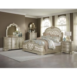 Painted bed carved designs Mulyoharjo Furniture Vila