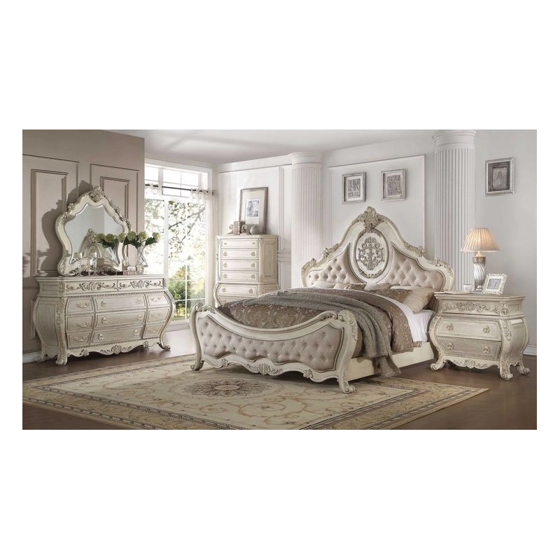 Painted carved bed Mulyoharjo Furniture Hospitality